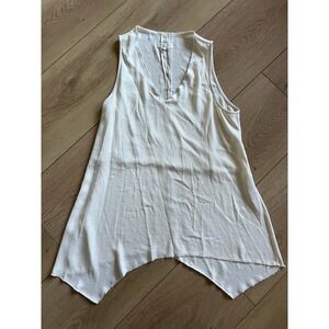 Rag Bone New York Cream V Neck Sleeveless Asymmetrical Hem Tunic Top M